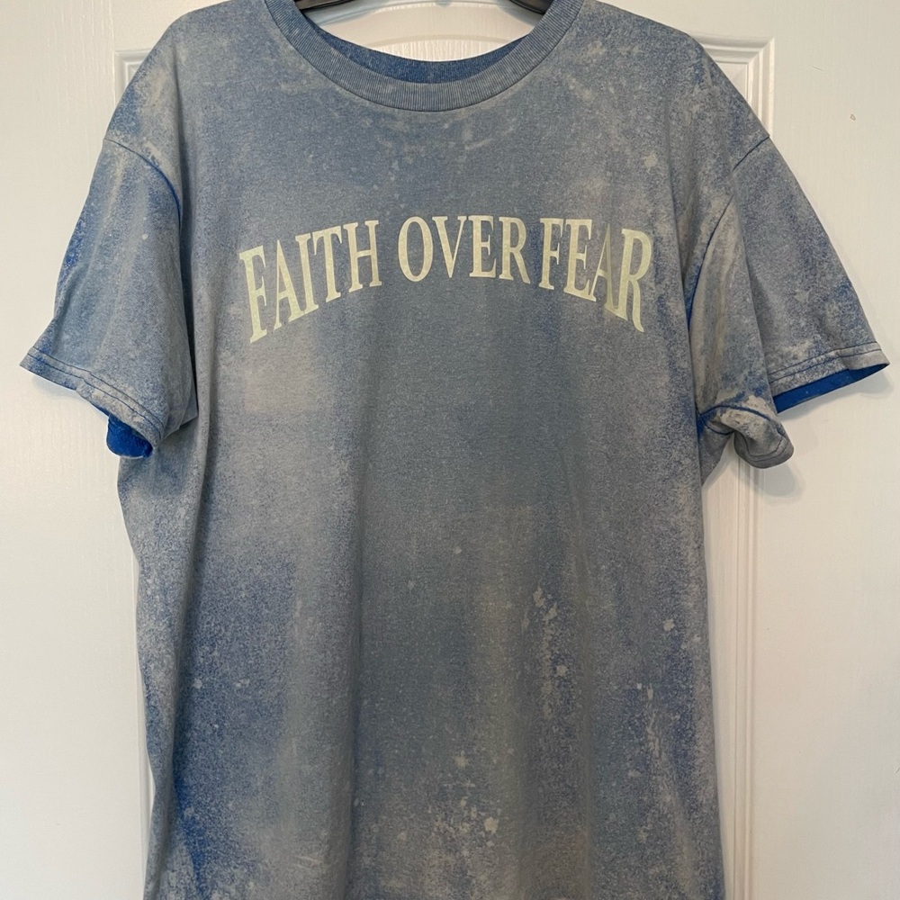 Gildan Blue 'Faith Over Fear' Short Sleeve Tee